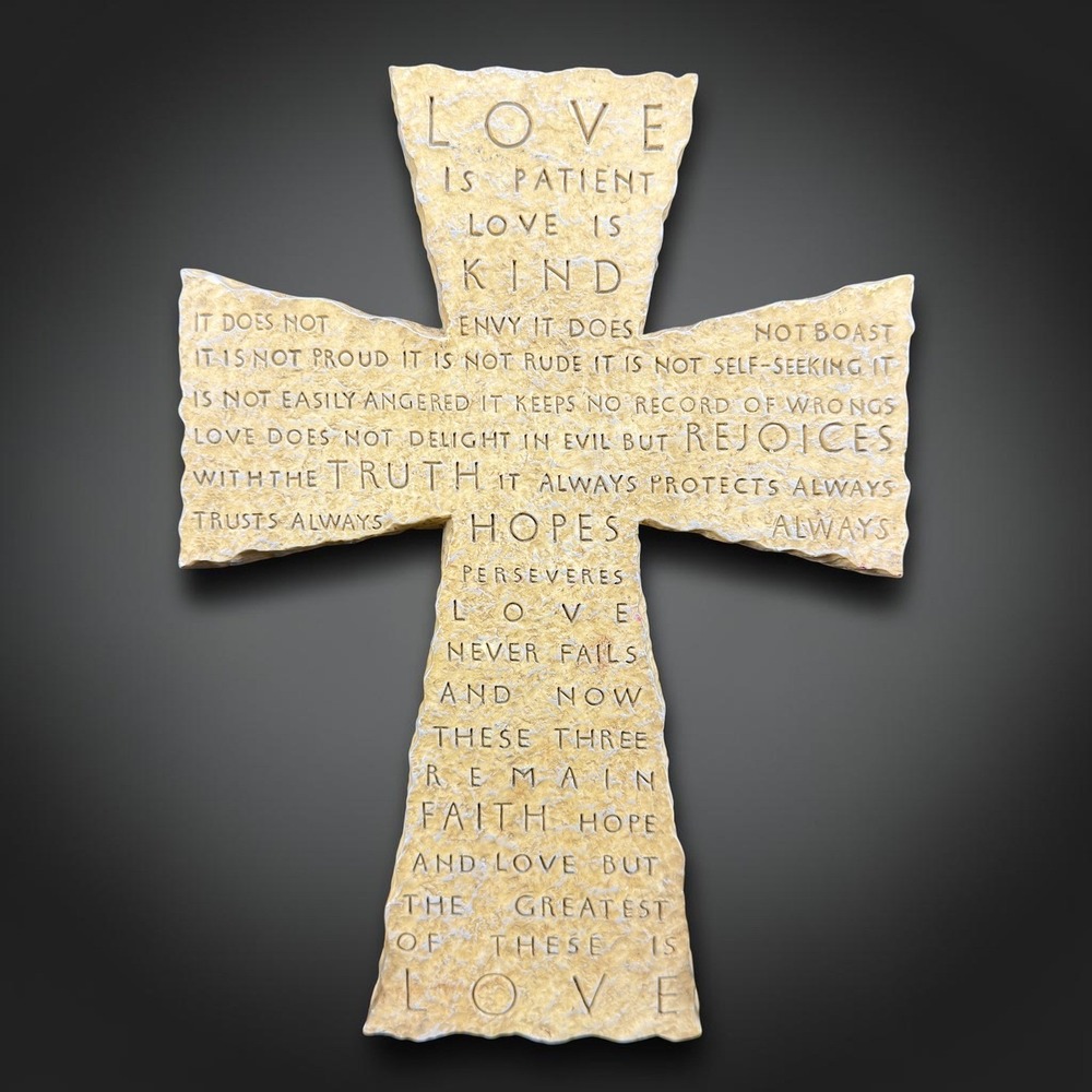 Inspirio Zondervan Love Is Patient 1 Corinthians 13 Stone Look Wall Cross 8x6